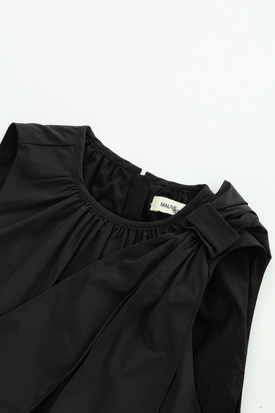 taffeta midi jumper with shoulder tie - black