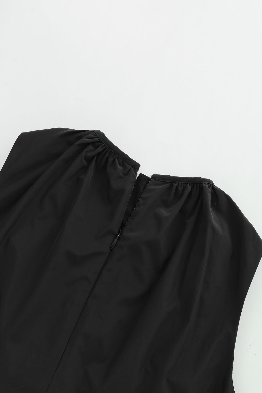 taffeta midi jumper with shoulder tie - black