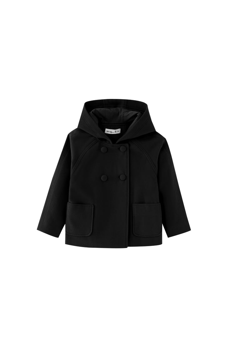 double breasted wool jacket - black