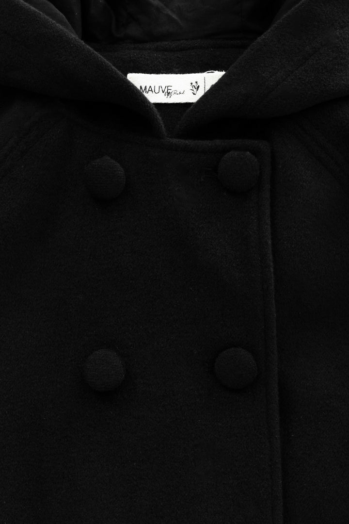 double breasted wool jacket - black