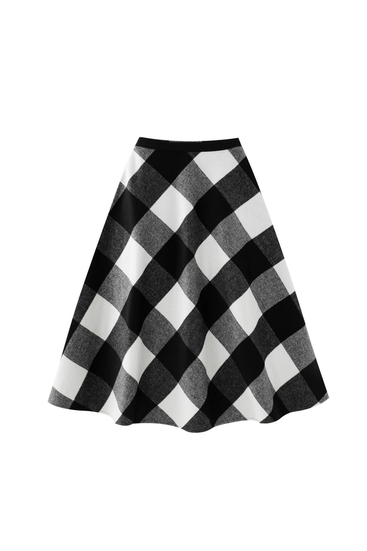 wool plaid midi skirt - buffalo plaid