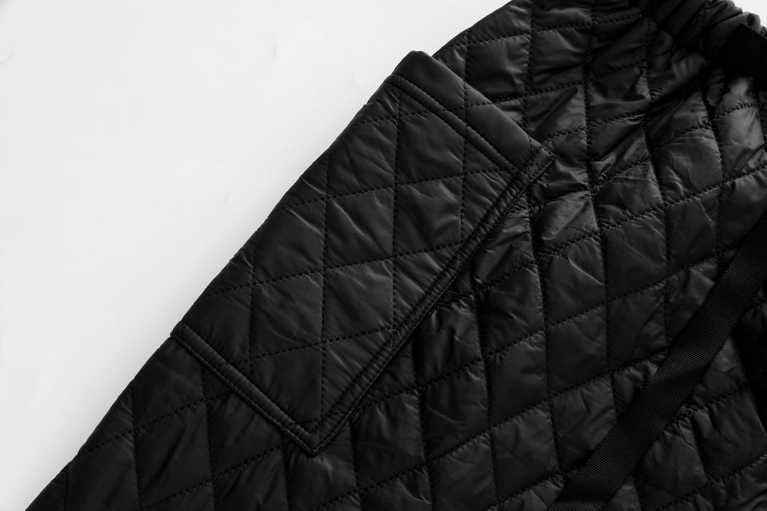 midi quilted skirt with pockets - black