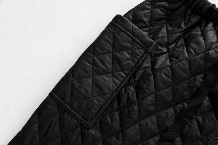 midi quilted skirt with pockets - black