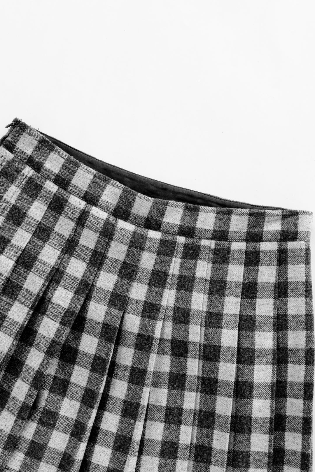 checkered pleated skirt - grey checkered