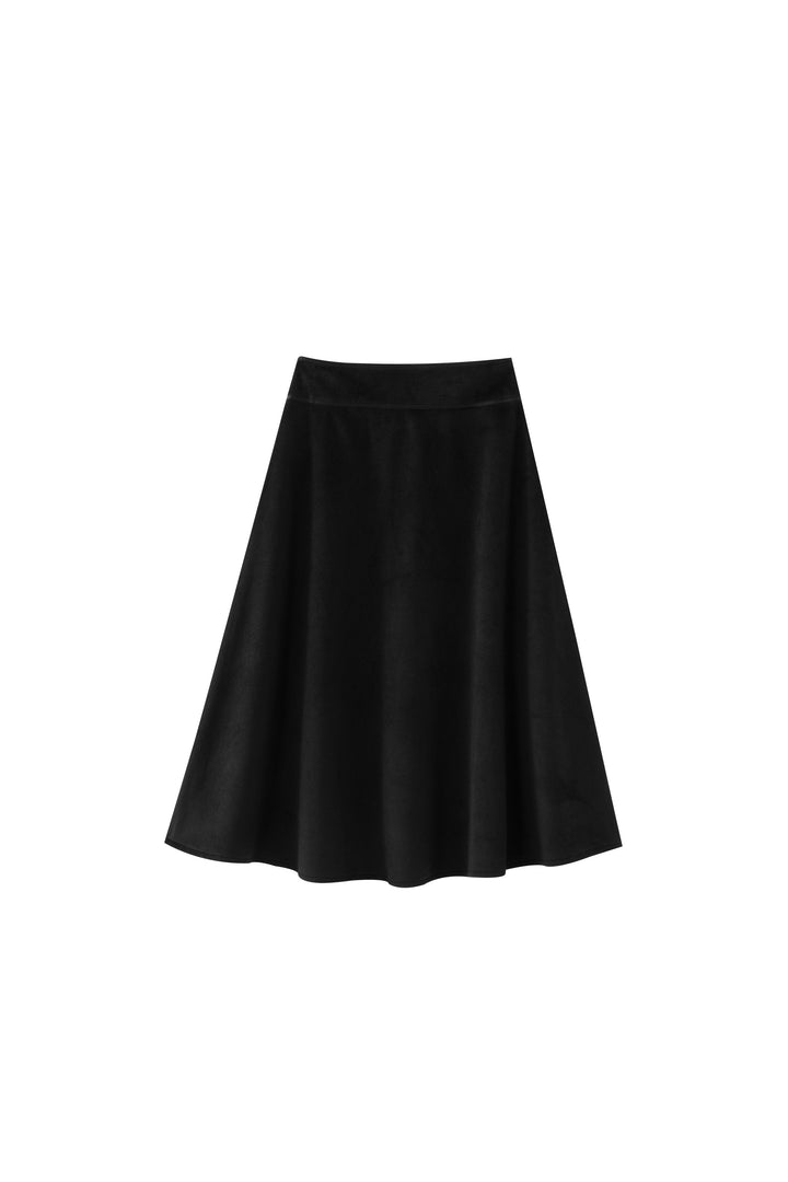 midi wool circle skirt - black