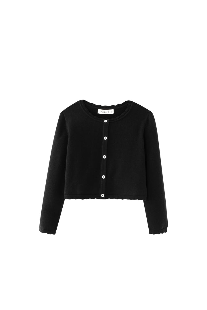 cardigan with scalloped edging - black