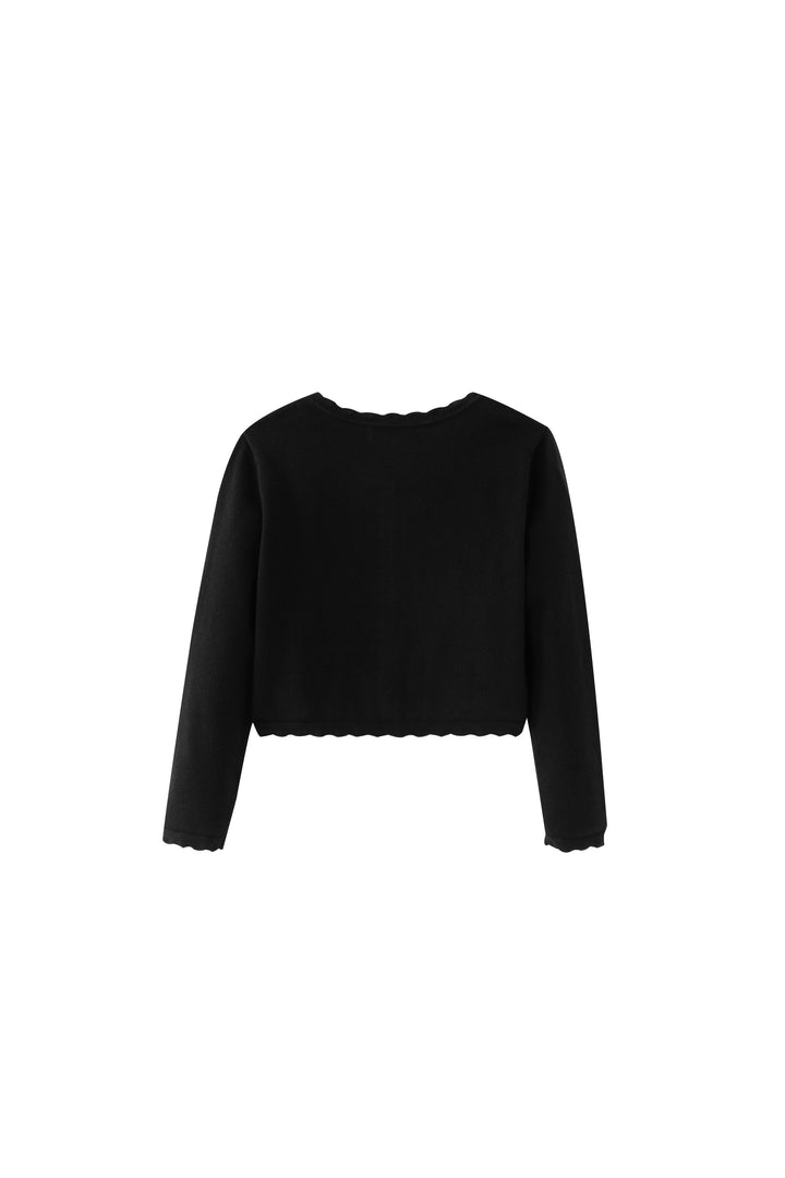 cardigan with scalloped edging - black