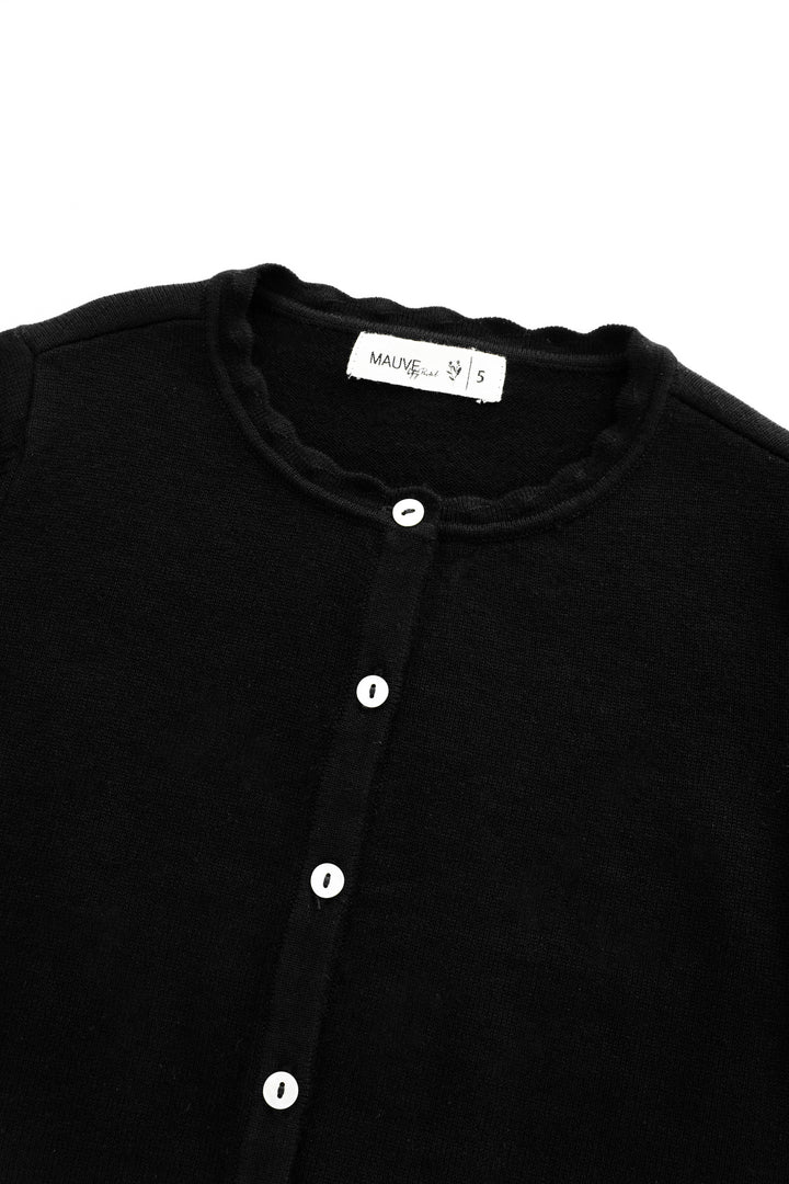 cardigan with scalloped edging - black