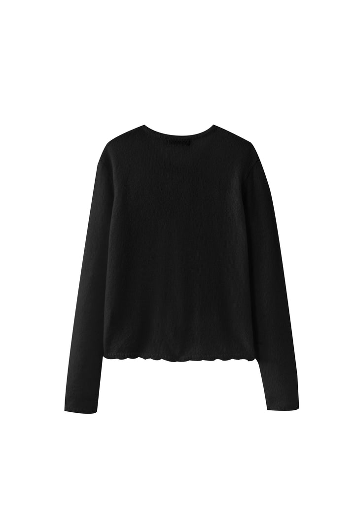 knit cardigan with scalloped edge - black