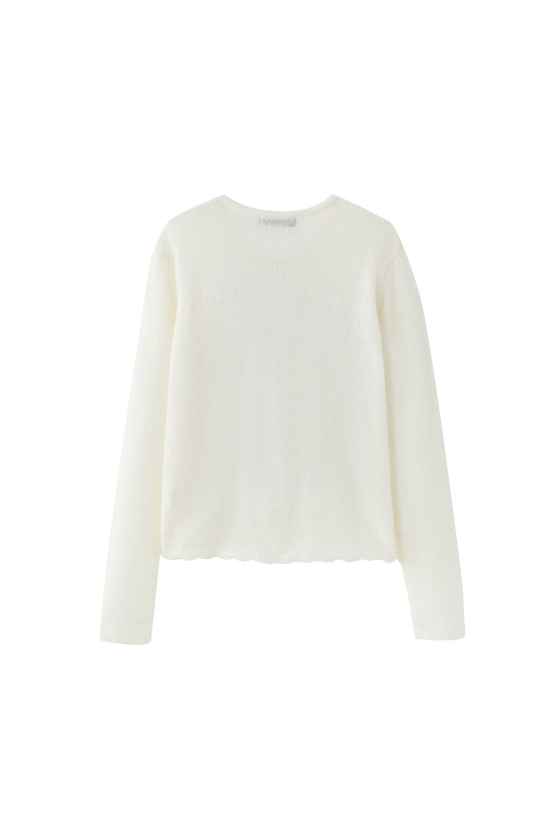 knit cardigan with scalloped edge - cream