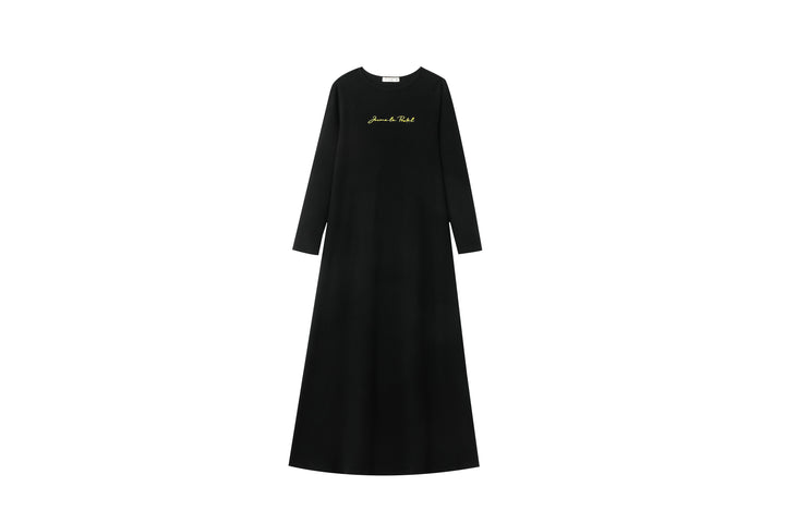 jaime le pastel ribbed nightgown - black