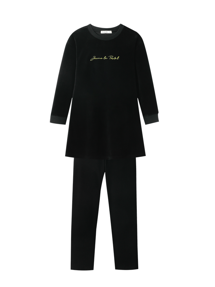 jaime le pastel velour nightshirt - black
