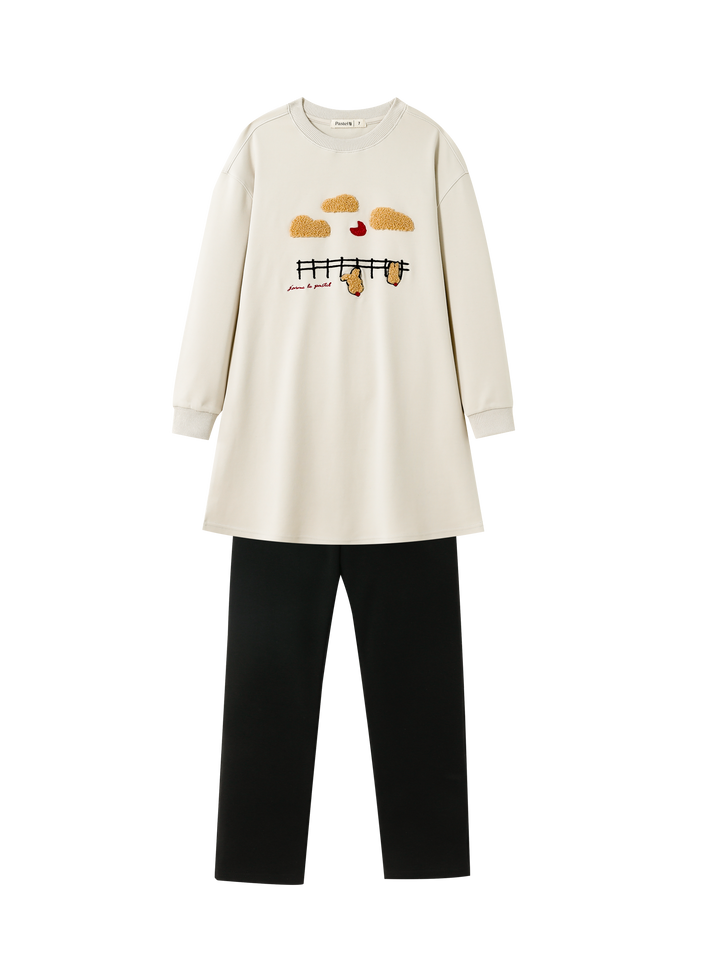tunic set with sherpa graphic - stone