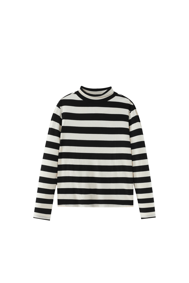 bold striped turtleneck - black striped