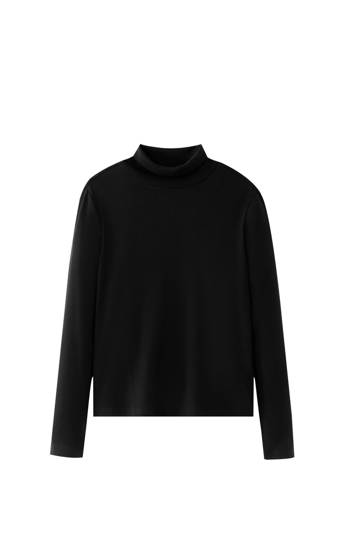 ribbed turtleneck - black