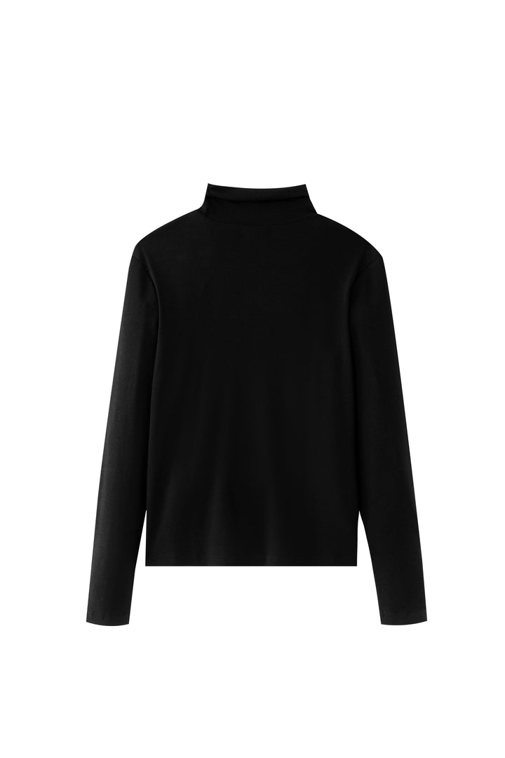 ribbed turtleneck - black