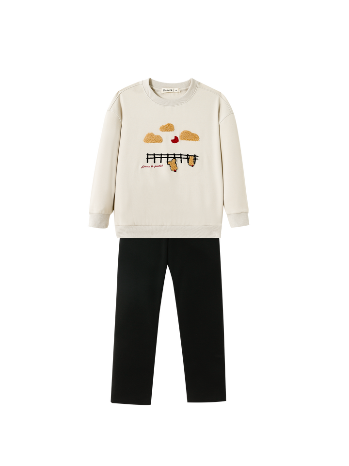 pajama set with sherpa graphic - stone