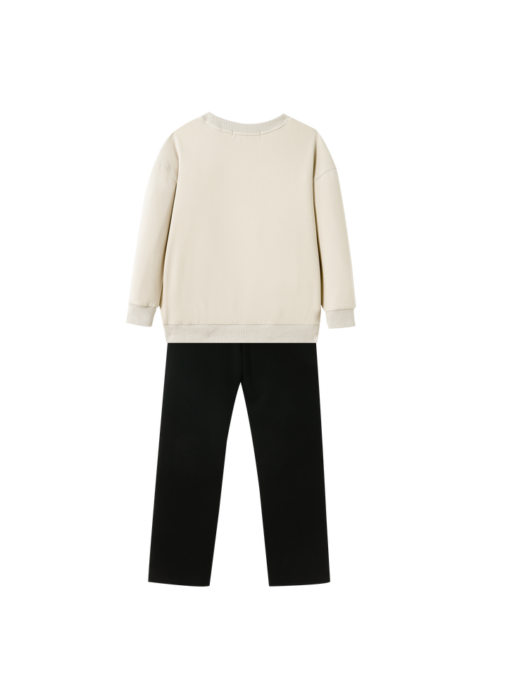 pajama set with sherpa graphic - stone