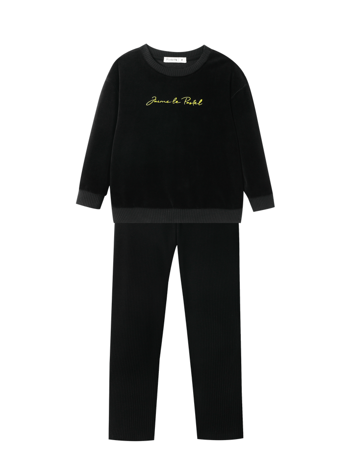 jaime le pastel velour pajama - black