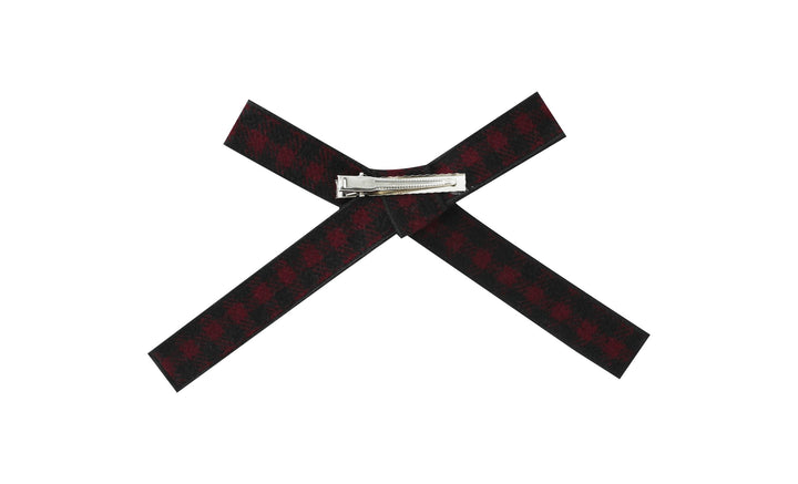 large checkered hairbow - burgundy checkered