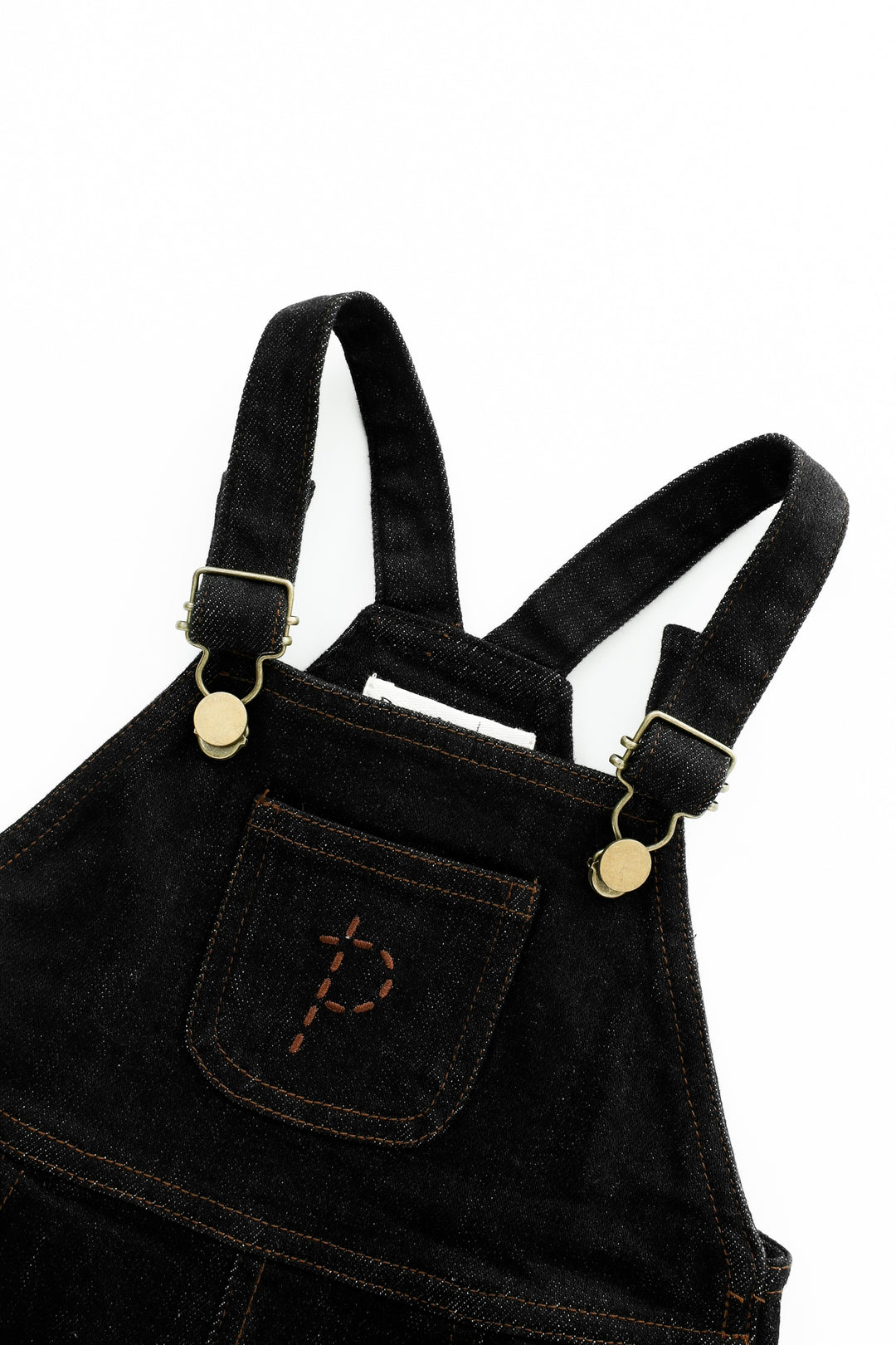 overall with center pocket - black denim