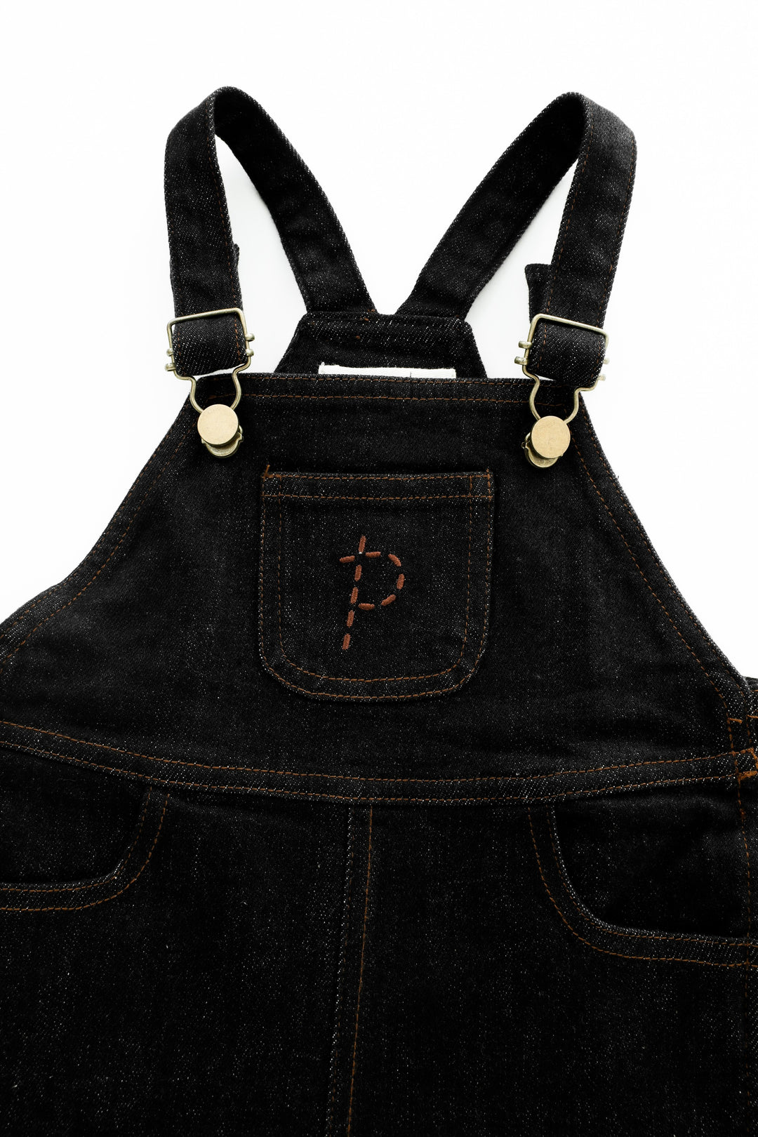overall with center pocket - black denim