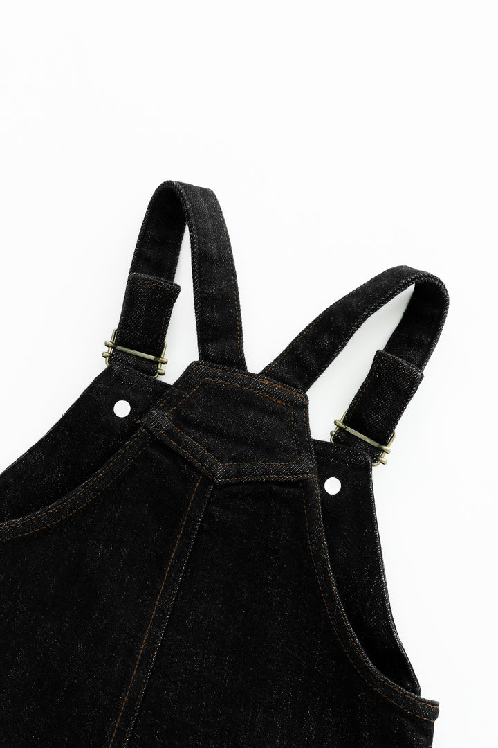 overall with center pocket - black denim