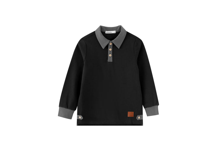 polo with contrast collar - black