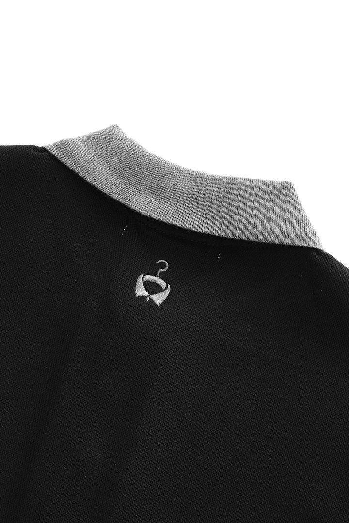 polo with contrast collar - black