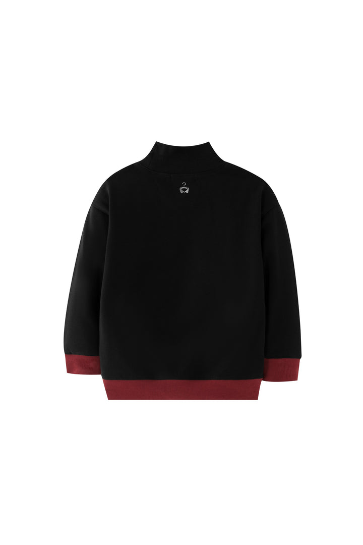 mock neck sweatshirt with contrast edging - black