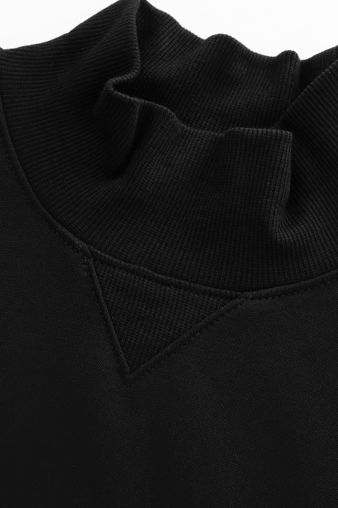 mock neck sweatshirt with contrast edging - black