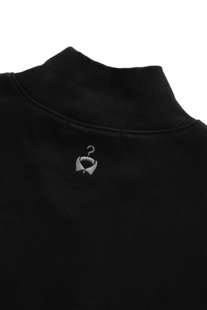 mock neck sweatshirt with contrast edging - black
