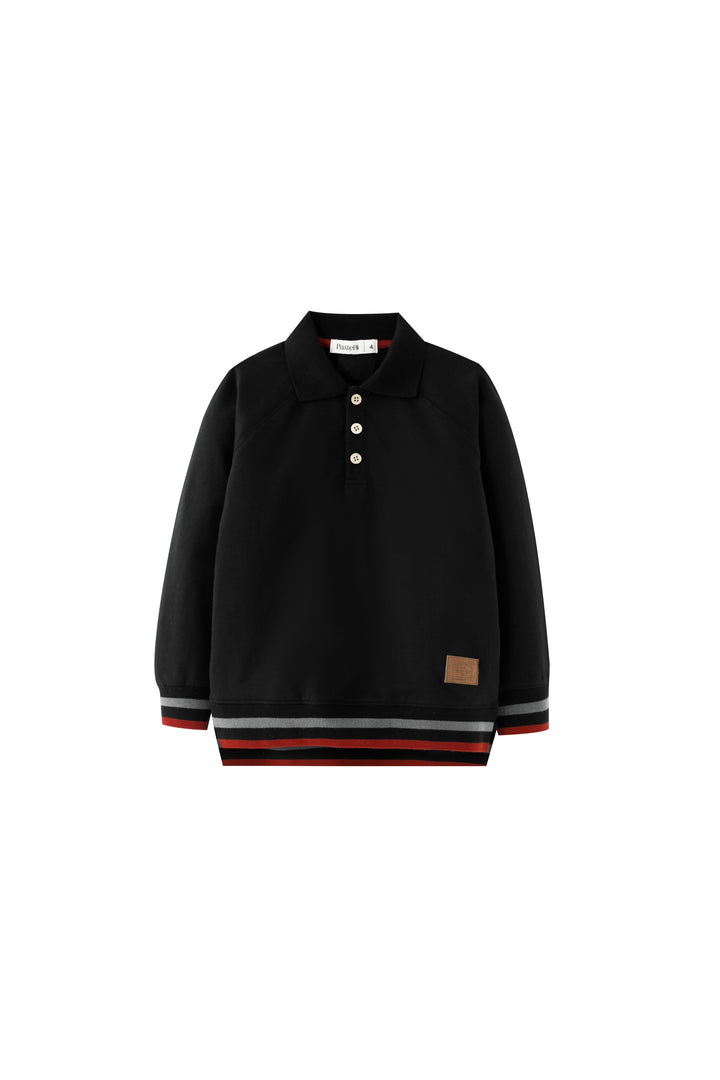 polo with striped edging - black