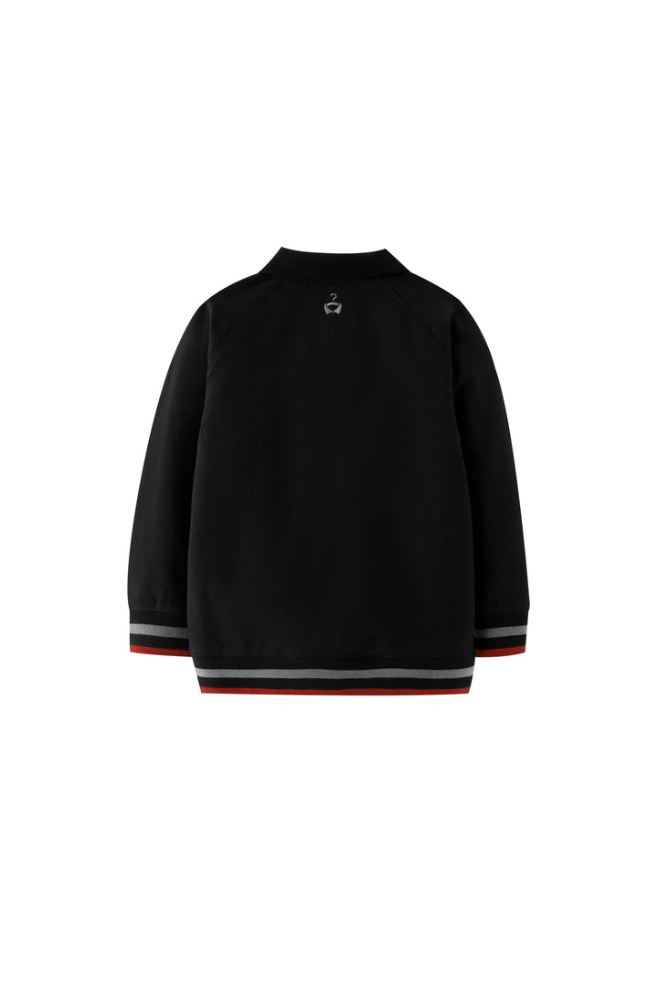 polo with striped edging - black