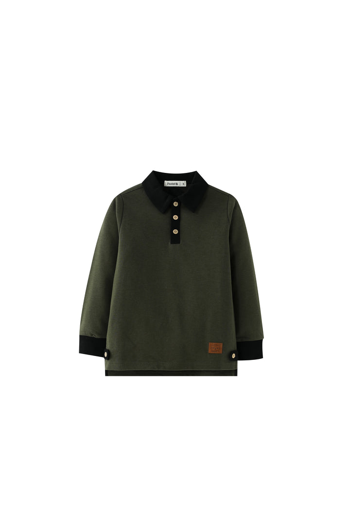 polo with contrast collar - olive