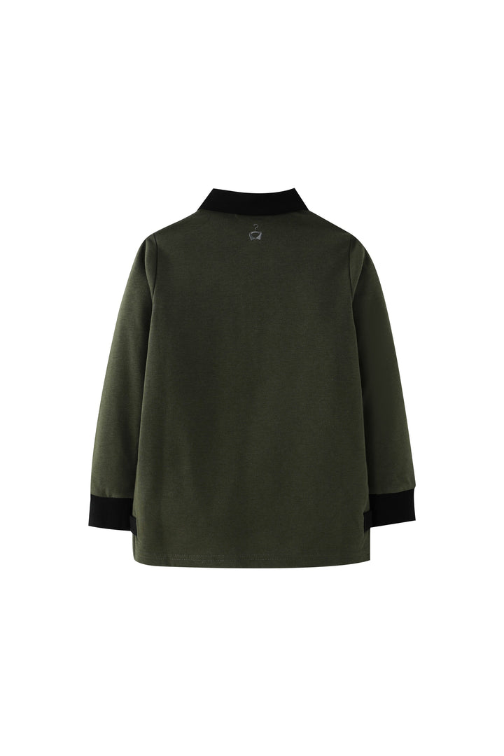 polo with contrast collar - olive