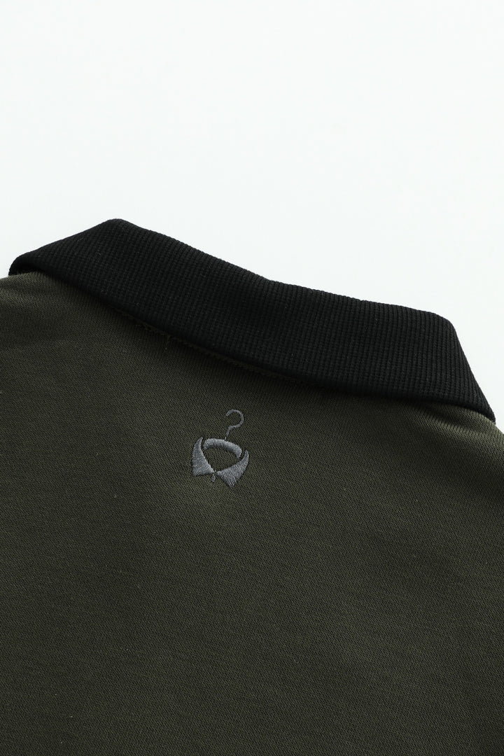 polo with contrast collar - olive
