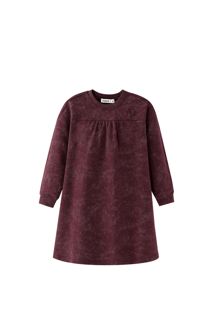 high yoke tie dye dress - burgundy