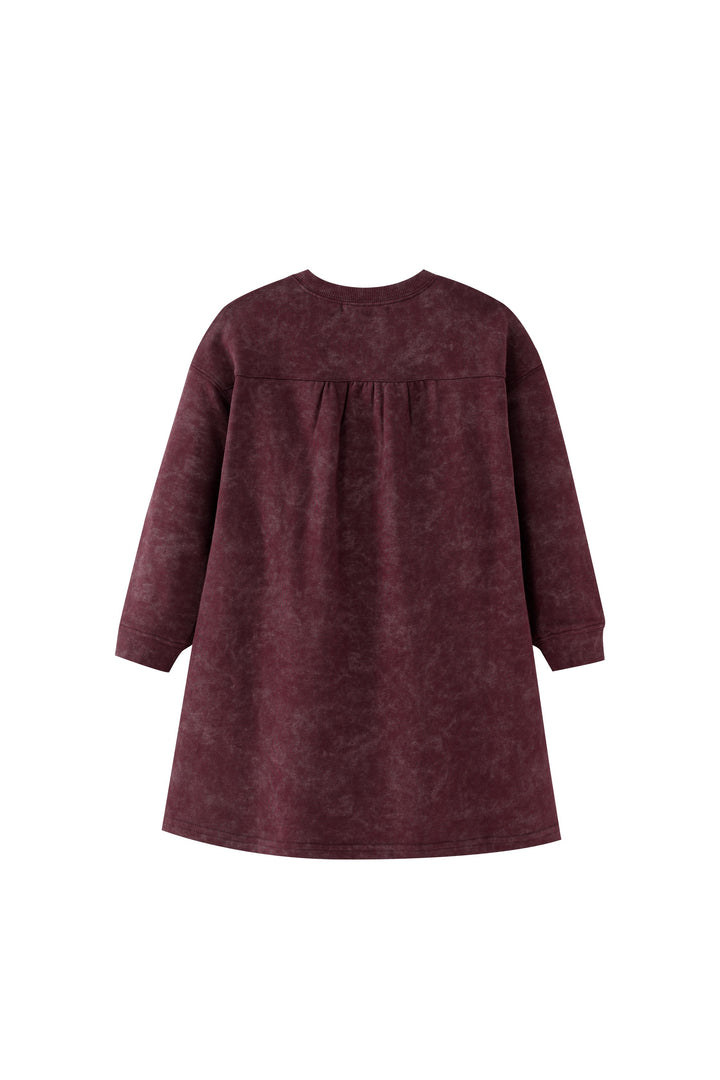 high yoke tie dye dress - burgundy