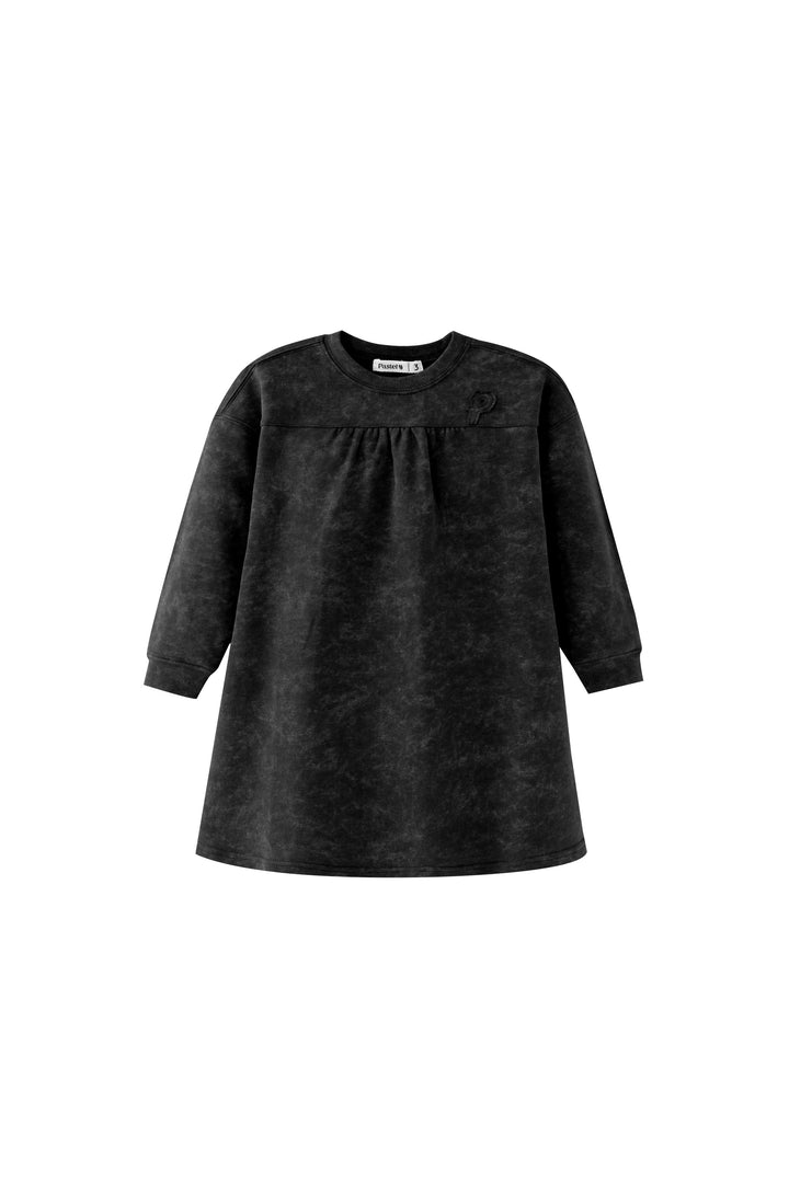 high yoke tie dye dress - black