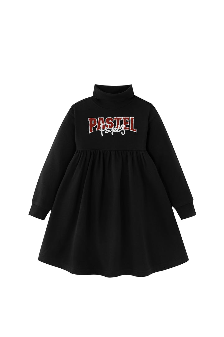 pastel paris turtleneck dress - black