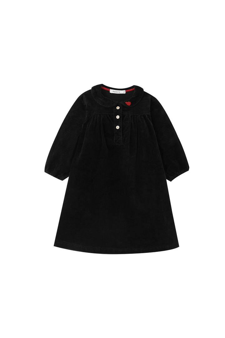 peter pan collared corduroy dress - black