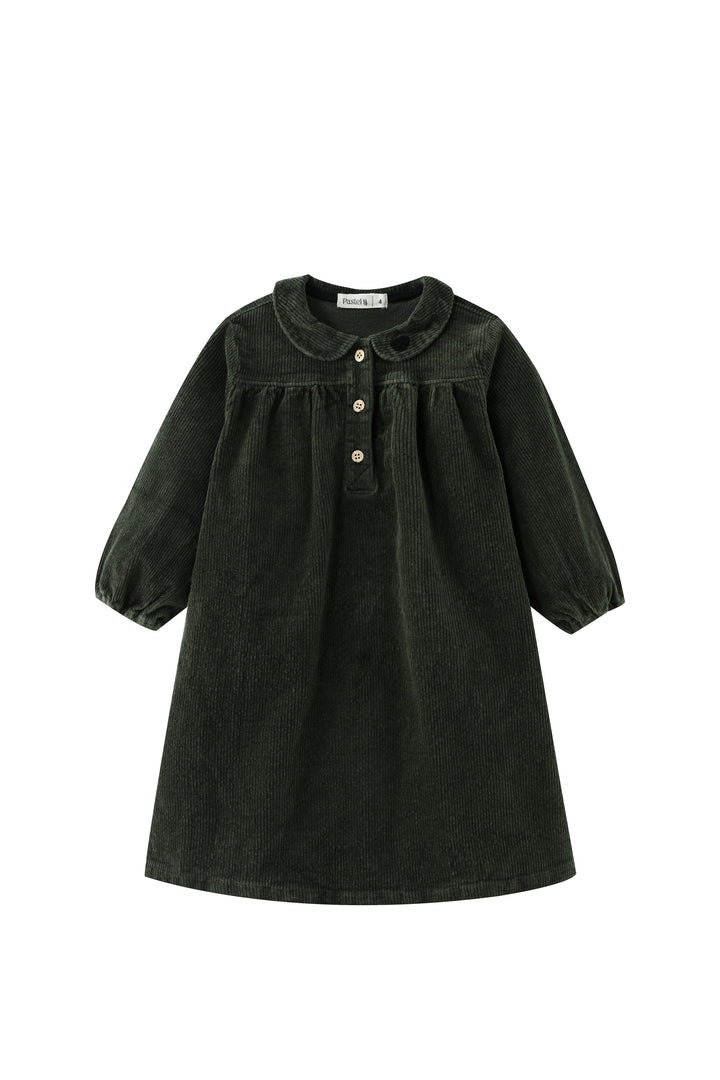 peter pan collared corduroy dress - green