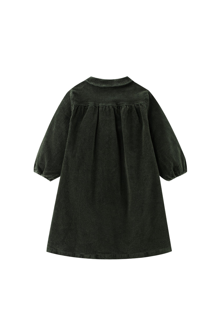 peter pan collared corduroy dress - green