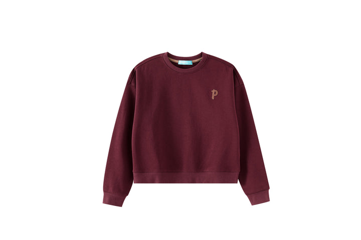 teen sweat with ""p"" emblem - burgundy