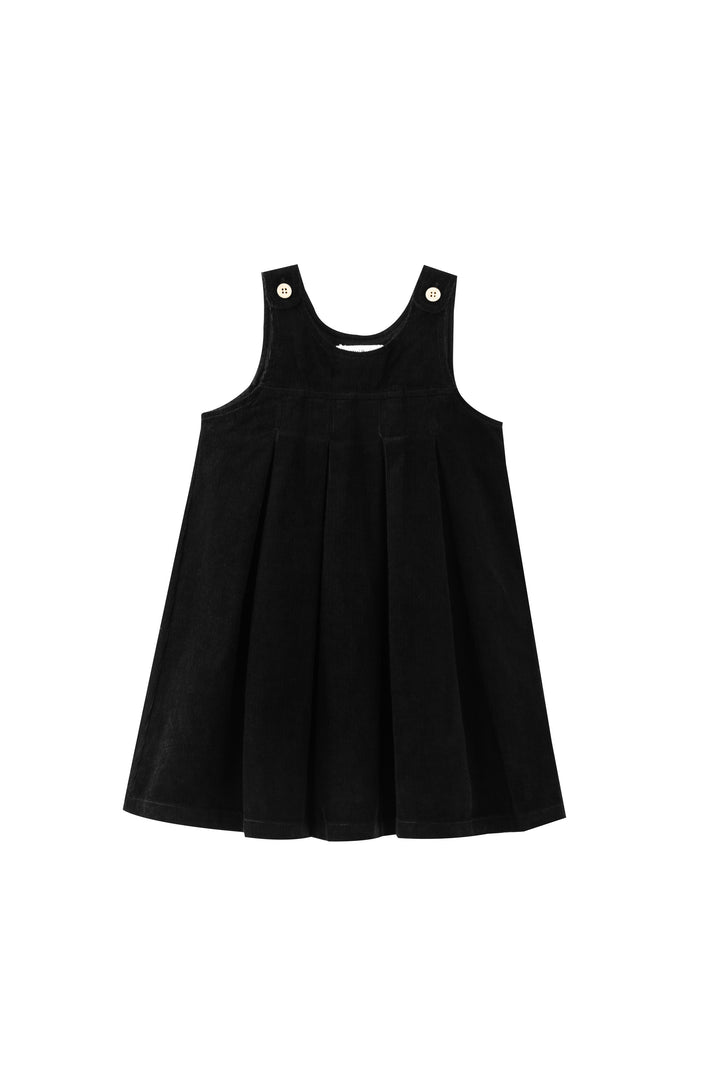 corduroy pleated high yoke jumper - black