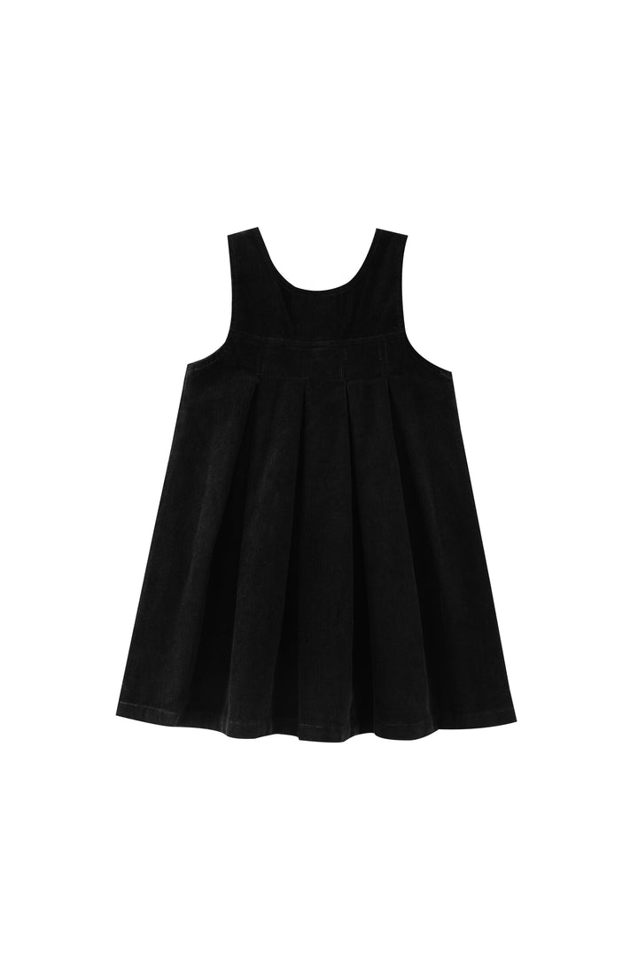 corduroy pleated high yoke jumper - black