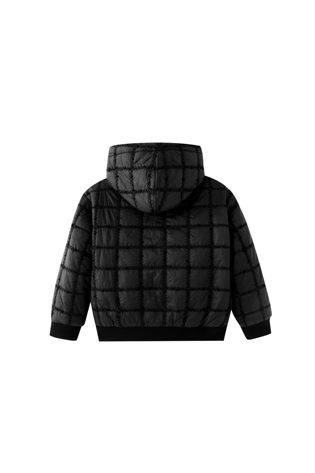 checkered quilted jacket - black