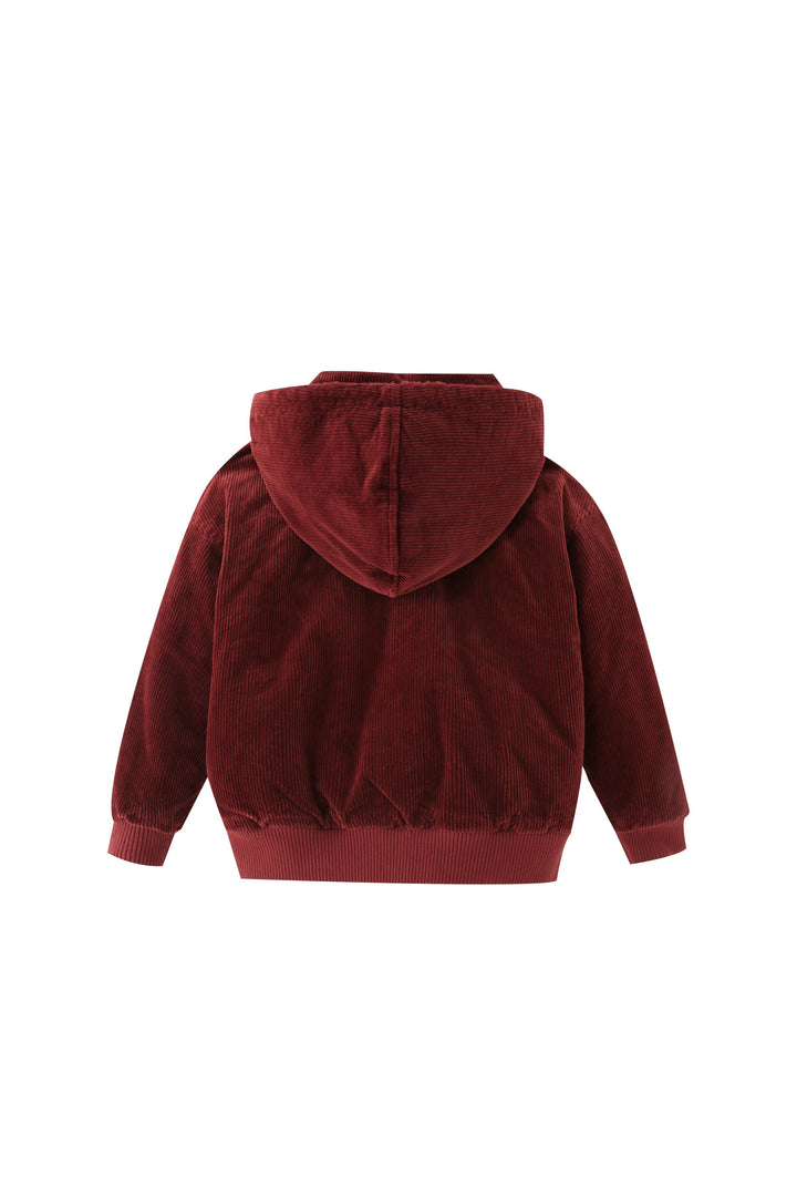 corduroy hooded jacket - rust