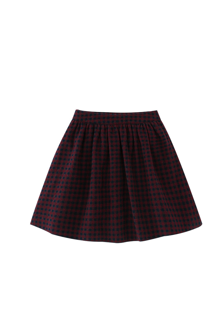 checkered circle skirt - burgundy checkered